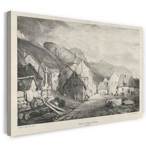 Leinwandbild Voyages pittoresques et romantiques dans l'ancienne France - Eingang in das Dorf Bains