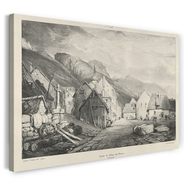 Leinwandbild Voyages pittoresques et romantiques dans l'ancienne France - Eingang in das Dorf Bains