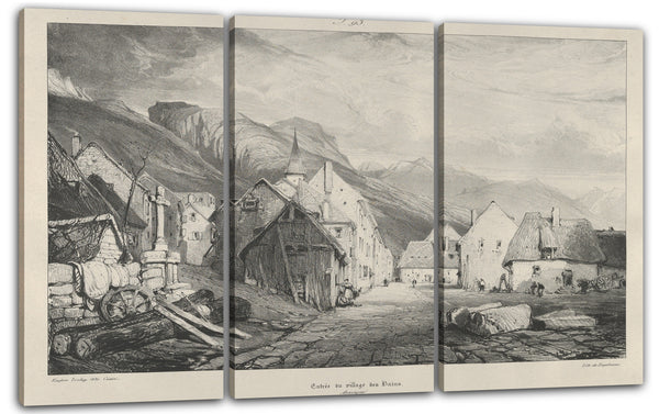 Leinwandbild Voyages pittoresques et romantiques dans l'ancienne France - Eingang in das Dorf Bains