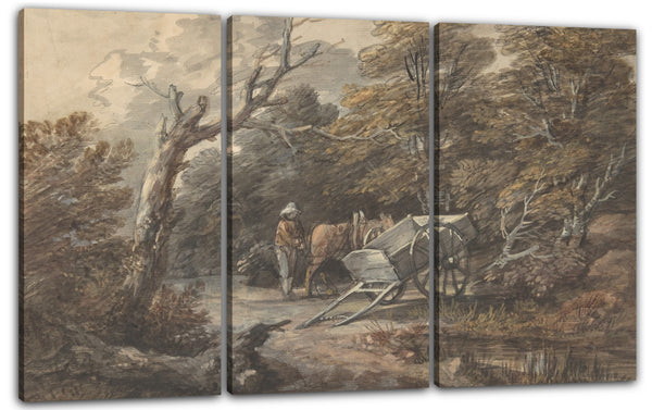 Leinwandbild Thomas Gainsborough - Waldland-Szene mit einem Bauer, einem Pferd und einem Wagen