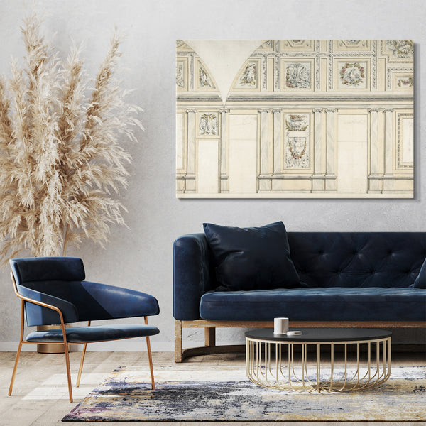 Leinwandbild Leonardo Marini - Entwurf für das Innere einer Galerie eines Palastes