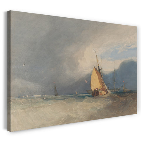 Leinwandbild John Verkaufen Cotman - Boote vor der Küste, Sturm nähert sich