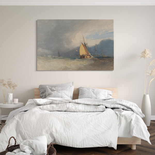 Leinwandbild John Verkaufen Cotman - Boote vor der Küste, Sturm nähert sich