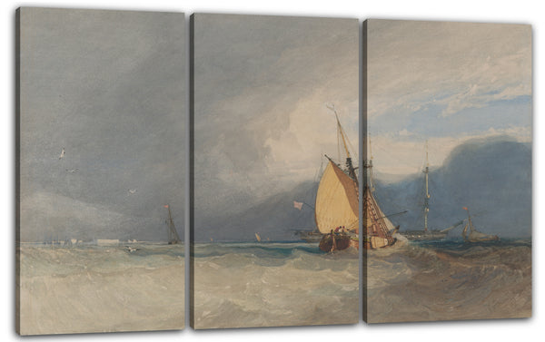 Leinwandbild John Verkaufen Cotman - Boote vor der Küste, Sturm nähert sich