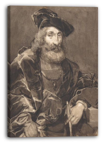 Leinwandbild Richard Parkes Bonington - Halbportrait eines bärtigen Mannes im historischen Kleid