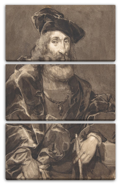 Leinwandbild Richard Parkes Bonington - Halbportrait eines bärtigen Mannes im historischen Kleid
