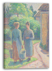 Leinwandbild Camille Pissarro - Zwei Frauen in einem Garten