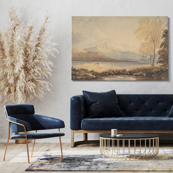 Leinwandbild Früher Copley Fielding zugeschrieben - Lakeland Landschaft