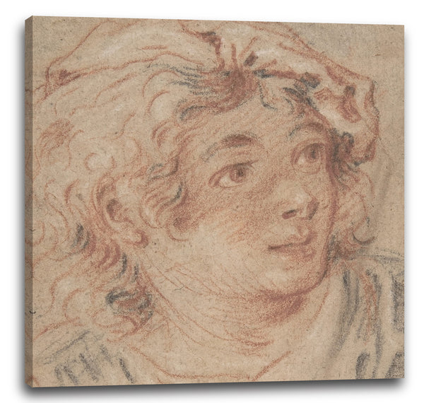 Leinwandbild François Boucher - Junger Mann, der ein Barett trägt
