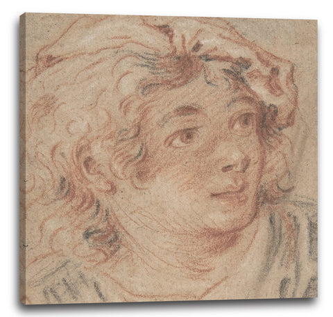 Leinwandbild François Boucher - Junger Mann, der ein Barett trägt