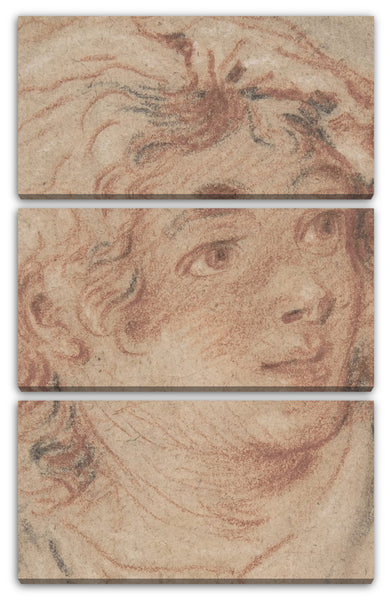 Leinwandbild François Boucher - Junger Mann, der ein Barett trägt