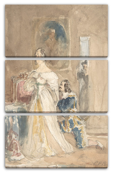 Leinwandbild Richard Parkes Bonington zugeschrieben - Der Vorschlag (Vorderseite); Unfertige Zeichnung eines Pferdes und Reiters (Rückseite)