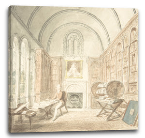 Leinwandbild John Carter zugeschrieben - Lea Castle, Blick in die Bibliothek, Blick nach Osten