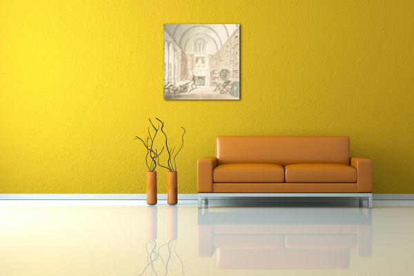 Leinwandbild John Carter zugeschrieben - Lea Castle, Blick in die Bibliothek, Blick nach Osten