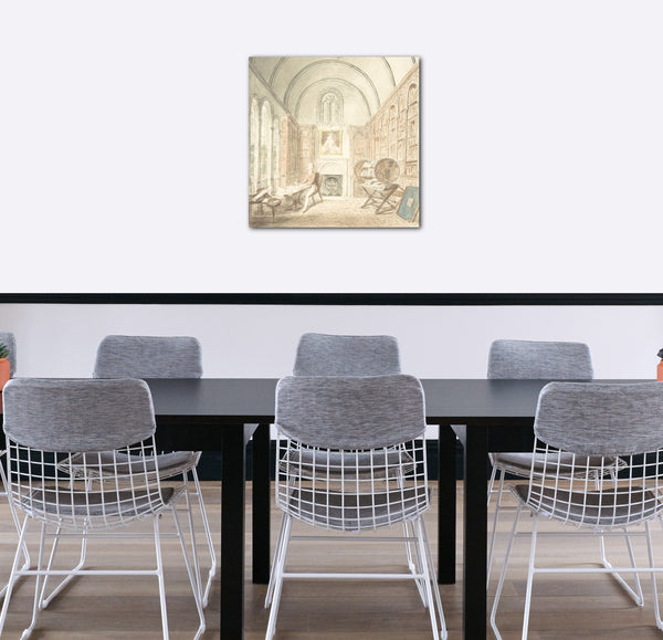 Leinwandbild John Carter zugeschrieben - Lea Castle, Blick in die Bibliothek, Blick nach Osten