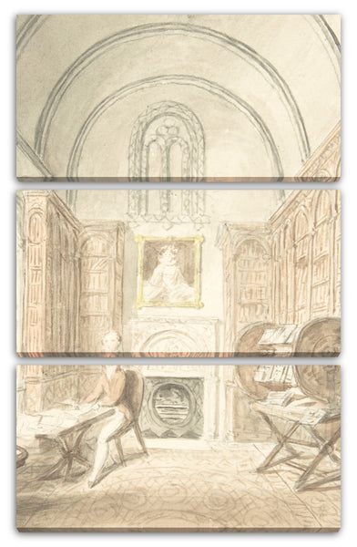 Leinwandbild John Carter zugeschrieben - Lea Castle, Blick in die Bibliothek, Blick nach Osten
