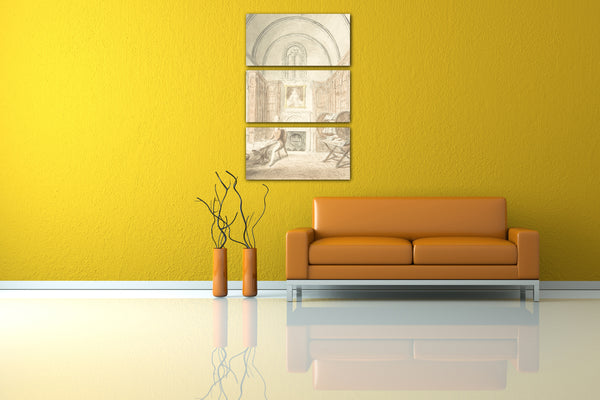 Leinwandbild John Carter zugeschrieben - Lea Castle, Blick in die Bibliothek, Blick nach Osten