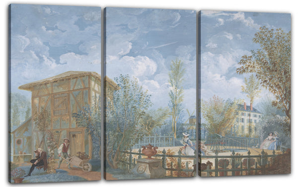 Leinwandbild Jean Démoshène Dugourc - Menschen in einem Garten