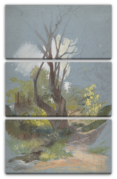 Leinwandbild Friedrich Nerly - Bergpfad mit einem Baum