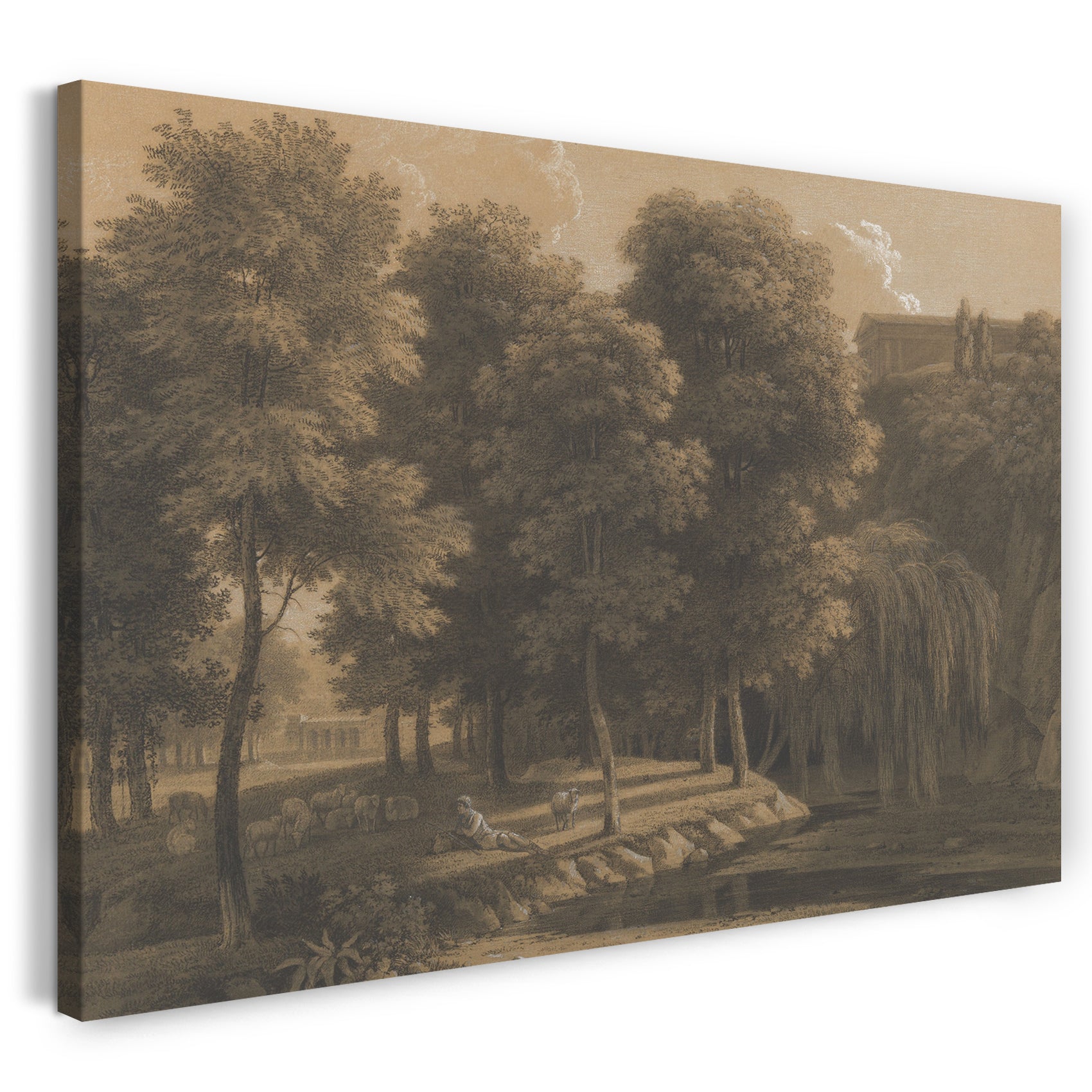 Leinwandbild Jean Victor Bertin - Klassische Landschaft mit einem Hirten