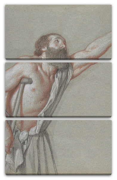 Leinwandbild Alexandre Hesse - Mann auf Krücken, der den linken Arm hebt