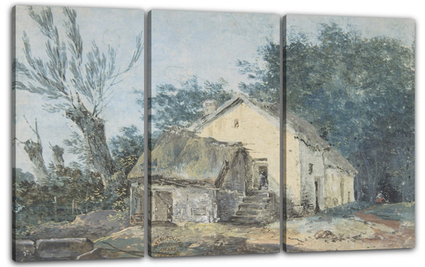 Leinwandbild Anonym, Französisch, 18. Jahrhundert - Landschaft - Häuschen im Wald