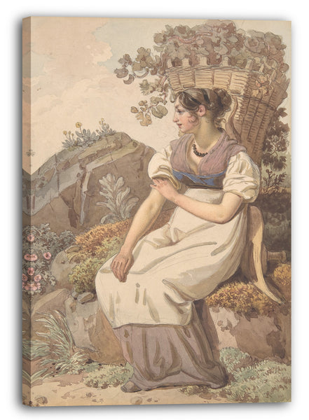 Leinwandbild Wolfgang Adam Töpffer - Junge Frau im Waadtländer nach der Weinlese