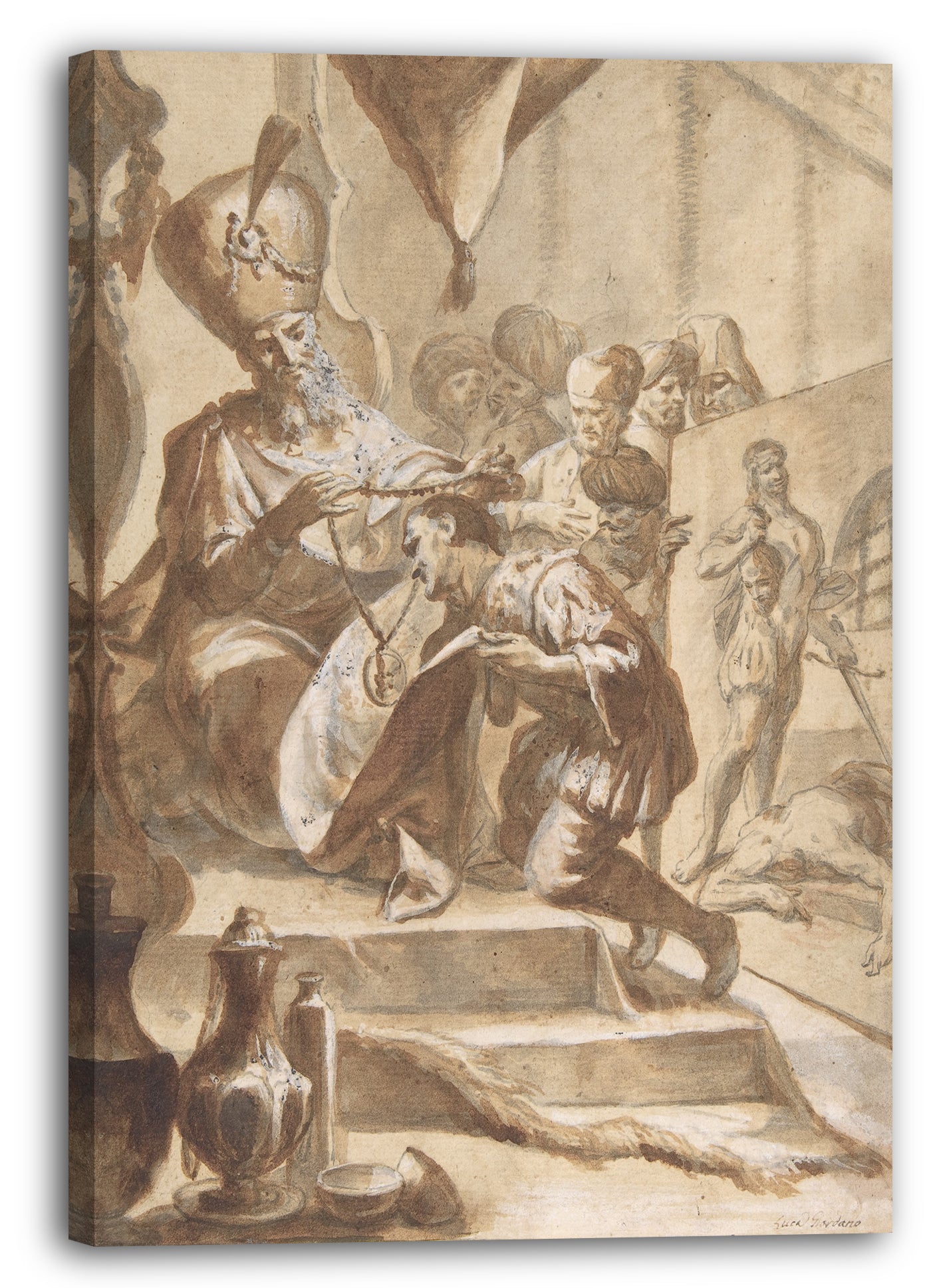 Leinwandbild Kreis von Luca Giordano - Die Belohnung des Malers