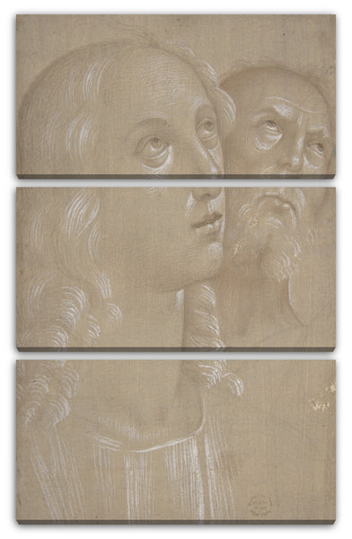 Leinwandbild Nach Perugino - Köpfe von zwei Heiligen