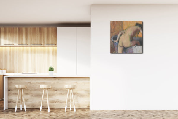 Leinwandbild Edgar Degas - Badender, der in eine Wanne tritt