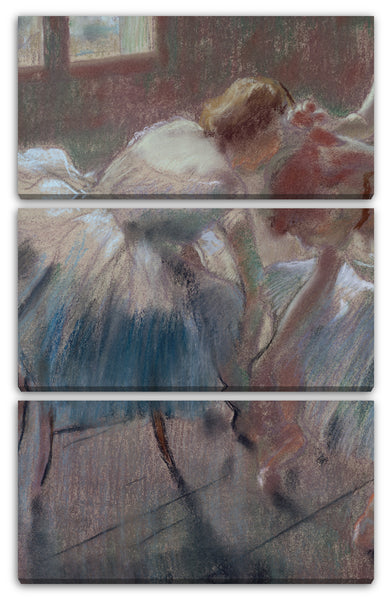 Leinwandbild Edgar Degas - Drei Tänzerinnen, die sich für den Unterricht vorbereiten