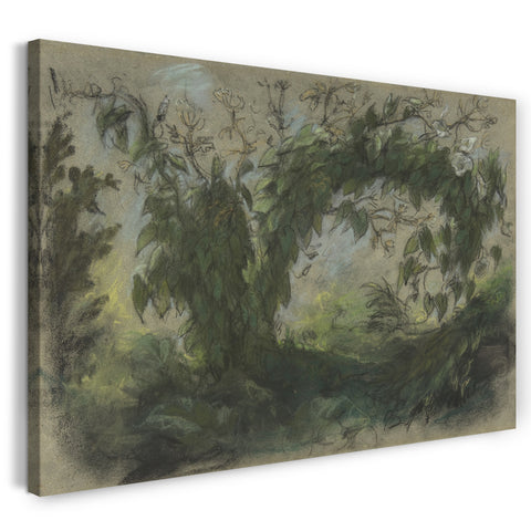 Leinwandbild Eugène Delacroix - Arch of Morning Glories, Studie für "Ein Korb voller Blumen"