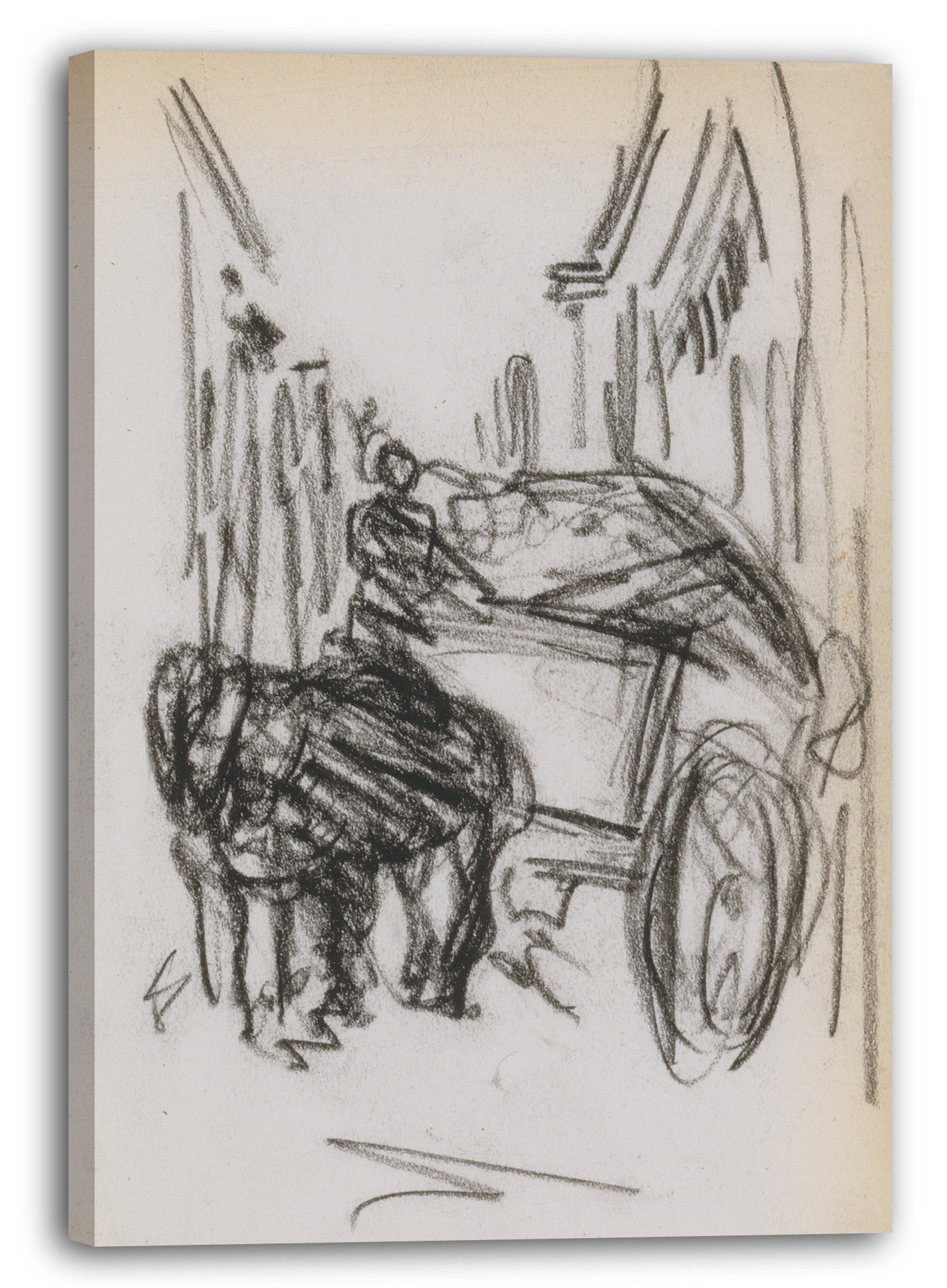 Leinwandbild George Luks (Amerikaner, Williamsport, Pennsylvania 1866-1933 New York) - Wagen in Gasse