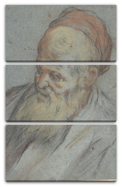 Leinwandbild Jacopo Bassano - Porträt eines bärtigen Mannes mit Kappe in Dreiviertelansicht