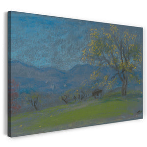 Leinwandbild Arthur B. Davies - Landschaft mit gelbem Baum
