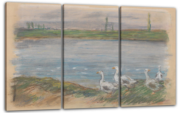 Leinwandbild Alfred Sisley - Vier Gänse an einem Teich