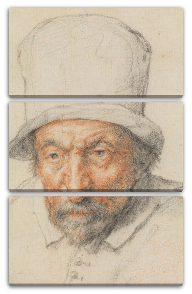 Leinwandbild Adriaen van Ostade - Kopf eines bärtigen Mannes mit einem Hut