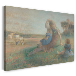 Leinwandbild Charles-Emmanuel Serret - Drei Kinder in einer Landschaft