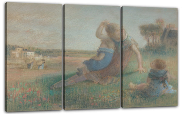 Leinwandbild Charles-Emmanuel Serret - Drei Kinder in einer Landschaft