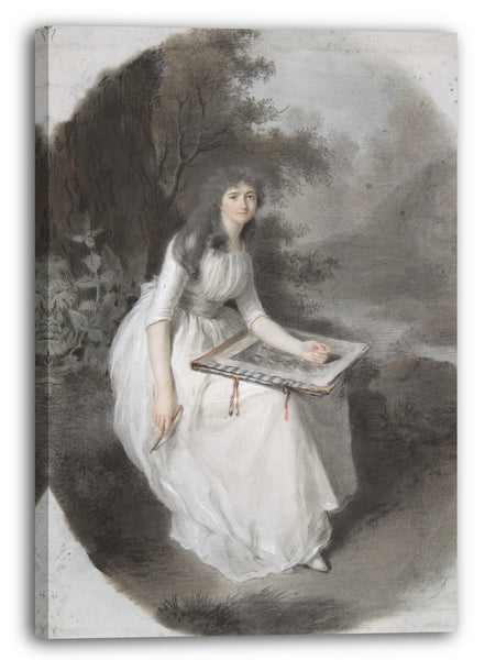 Leinwandbild Firmin Massot - Porträt einer jungen Dame, die unter einem Baum sitzt und zeichnet