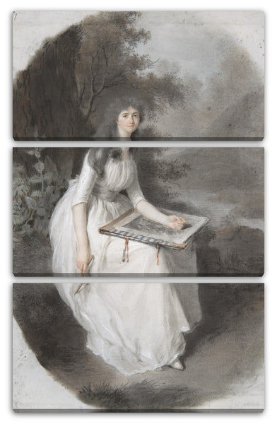 Leinwandbild Firmin Massot - Porträt einer jungen Dame, die unter einem Baum sitzt und zeichnet
