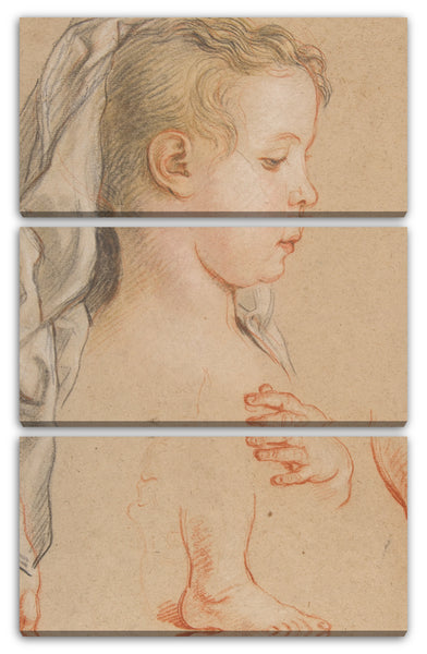 Leinwandbild Charles de la Fosse - Kopf eines jungen Mädchens und Studien der Hände und ihres rechten Fußes