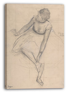 Leinwandbild Edgar Degas - Tänzerin, die ihren Ballet-Schuh justiert