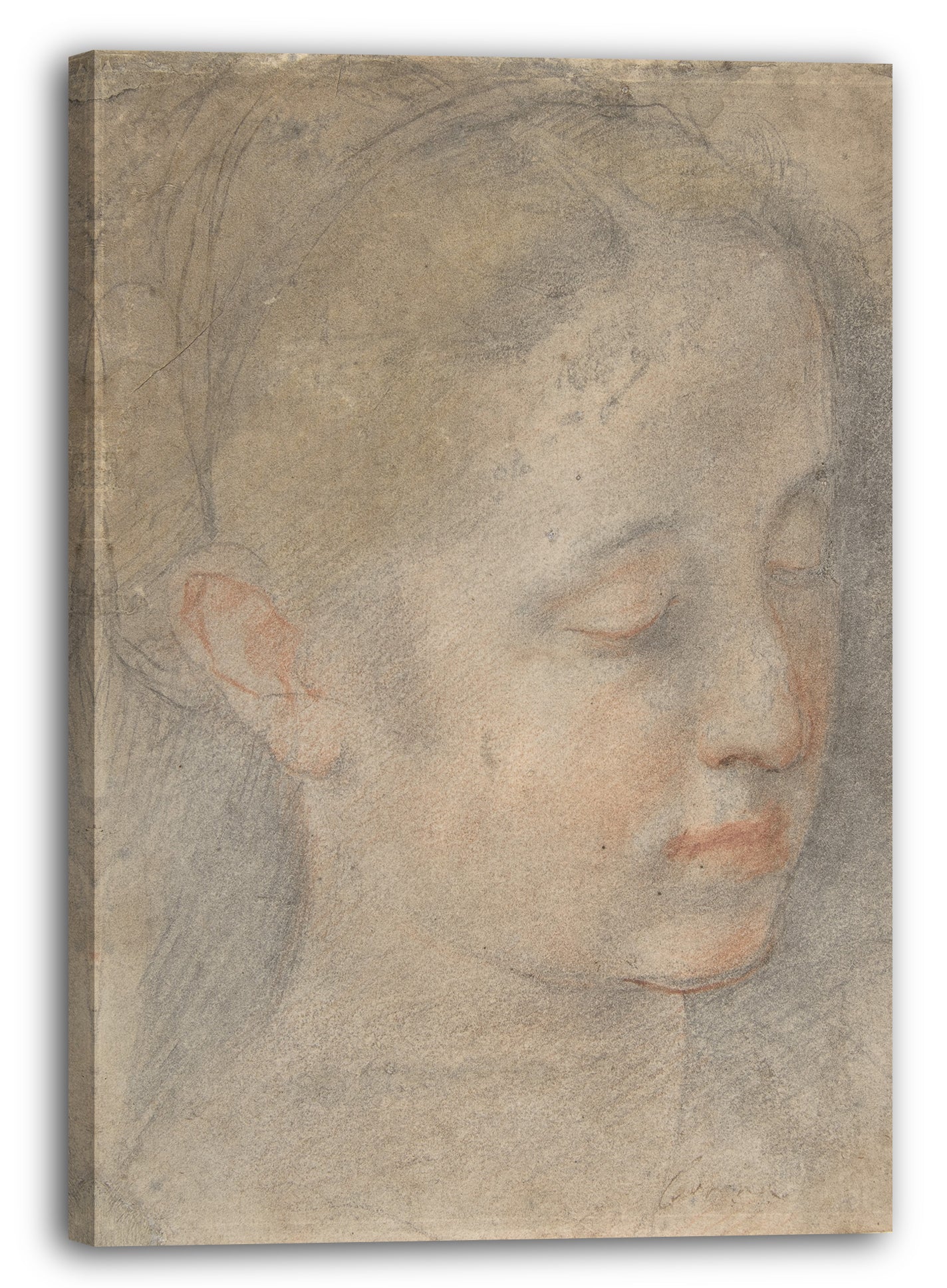 Leinwandbild Federico Barocci - Kopf einer jungen Frau, die nach rechts unten schaut