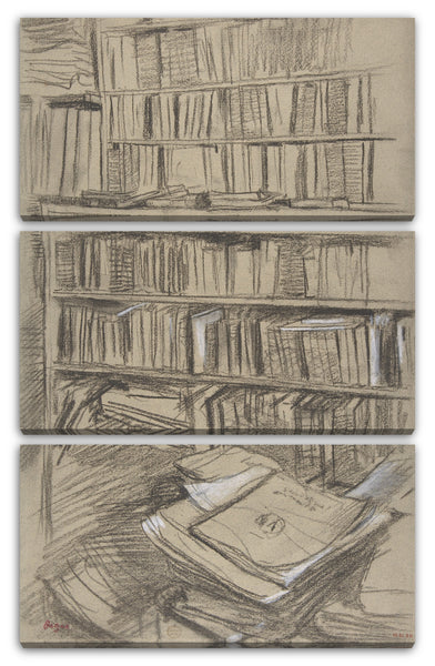 Leinwandbild Edgar Degas - Bücherregale, Studie für "Edmond Duranty"