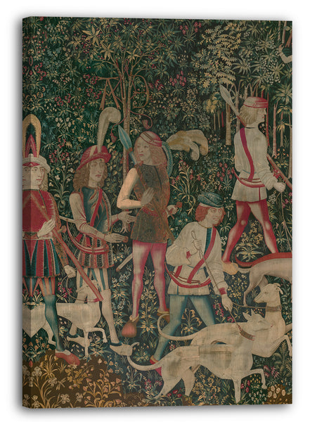 Leinwandbild 1495-1505 - Die Jäger betreten den Wald (aus den Einhorn-Wandteppichen)