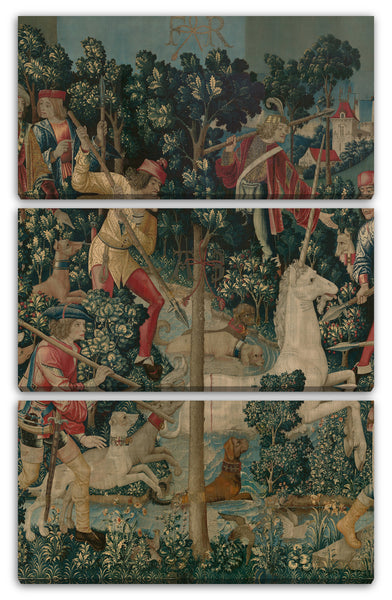 Leinwandbild 1495-1505 - Das Einhorn ist angegriffen (aus der Einhorn-Tapisserie)