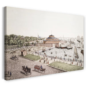 Leinwandbild Charles Magnus & Gesellschaft - Schloss-Garten-Anlegeplatz für Emigranten, Barge-Büro, Battery