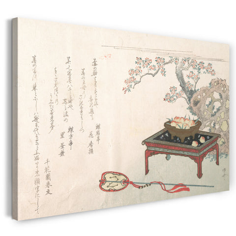 Leinwandbild Ryūryūkyo Shinsai - Pfirsiche auf einem Tisch