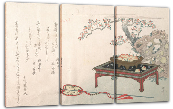 Leinwandbild Ryūryūkyo Shinsai - Pfirsiche auf einem Tisch